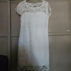Off-white mesh/lace knee high dress